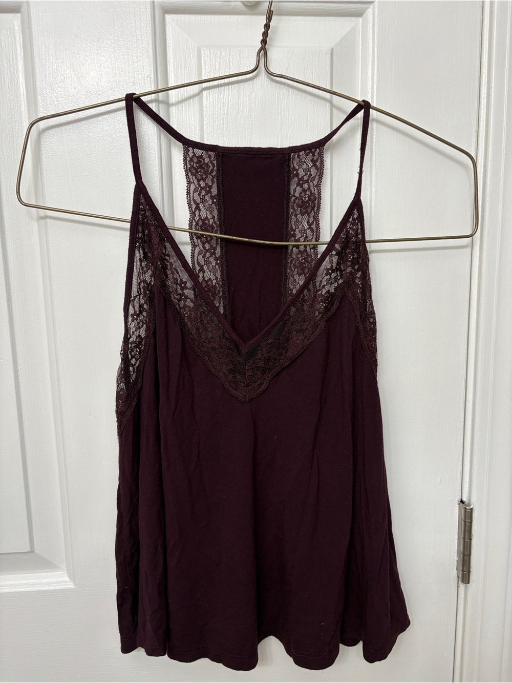 American Eagle Soft and Sexy Burgundy Lace-Trim Tank